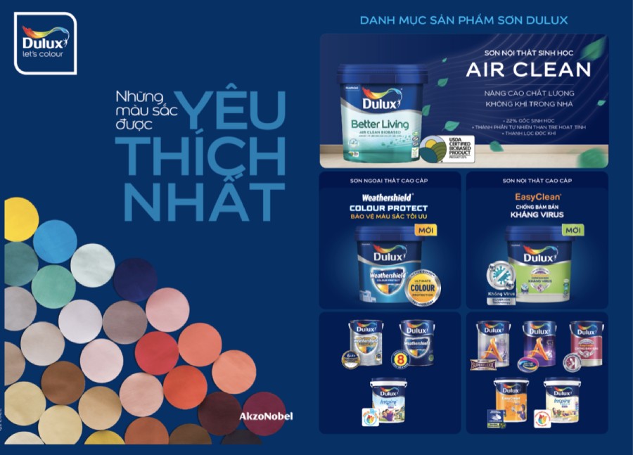 bảng màu sơn Dulux trong nhà