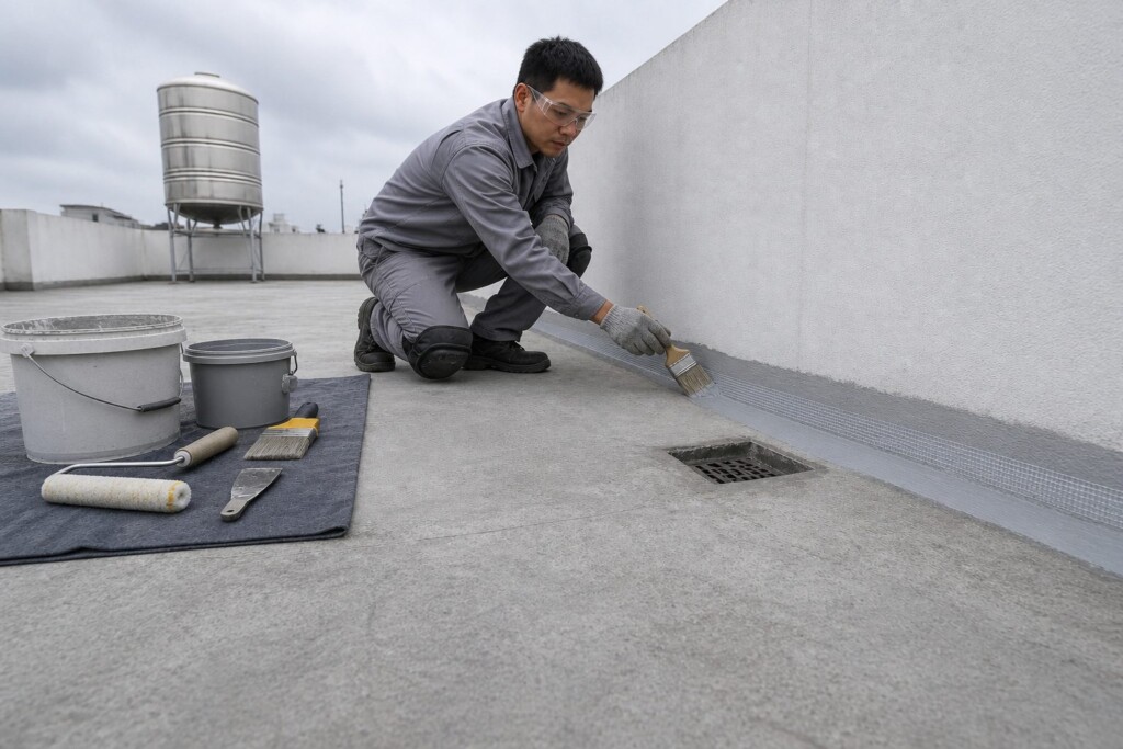 Thi công chống thấm sân thượng khi chống thấm tường tại Mê Linh