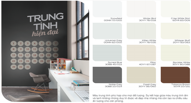 bảng màu sơn nhà Dulux trọn gói